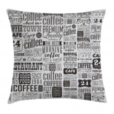 East Urban Home Set of Coffee Labels Square Pillow Cover ESUN7433